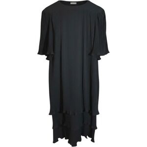 Vintage Black Pleated Tiered Dress Women's Large Party Minimalist Whimsygoth
